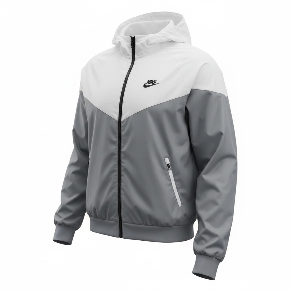 Nike Gray White Windbreaker Tracksuit Set Jacket Pants NEW - Picture 4 of 13